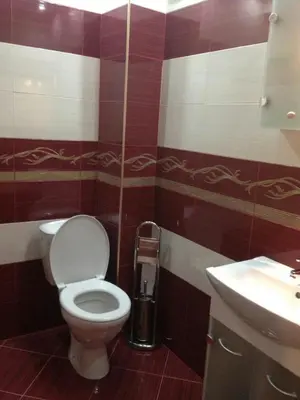 a bathroom with a toilet and a sink at Apartments Hristovi in Sandanski