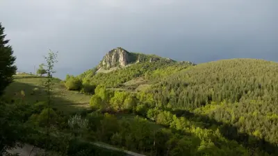a mountain in the middle of a forest at Semana Guesthouse in Vrata