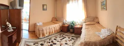 a bedroom with two beds and a window at Guest House Detelina in Devin