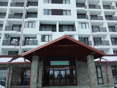 a view of the front of a hotel at Denitsa Apartment in Borovets