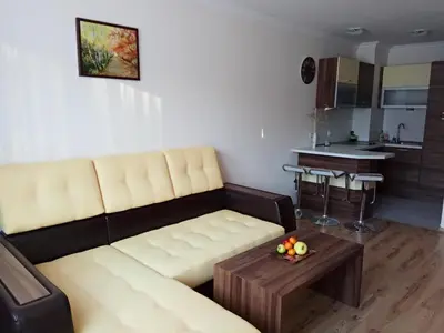 a living room with a couch and a table at Denitsa Apartment in Borovets