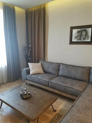 a living room with a couch and a coffee table at Vila Antik in Garmen
