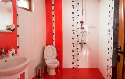 a bathroom with a toilet and a sink at Kavdanski Guesthouse in Sapareva Banya