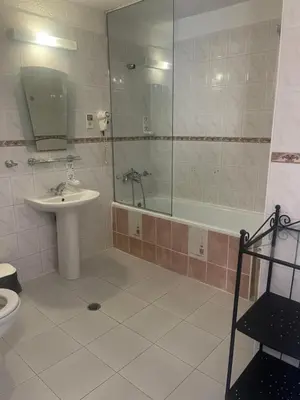 a bathroom with a sink and a tub and a toilet at Hotel Consul in Sofia