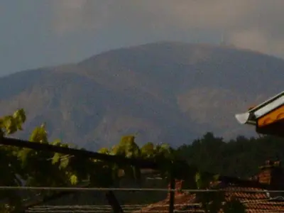 a view of a mountain in the distance at Georgievi Guest House in Kalofer