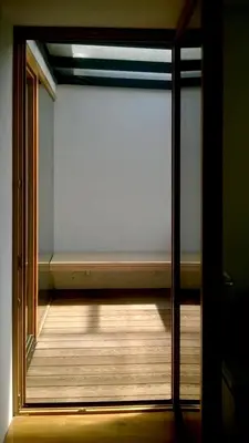 a view of a room through a sliding glass door at Architectural City Loft in Sofia