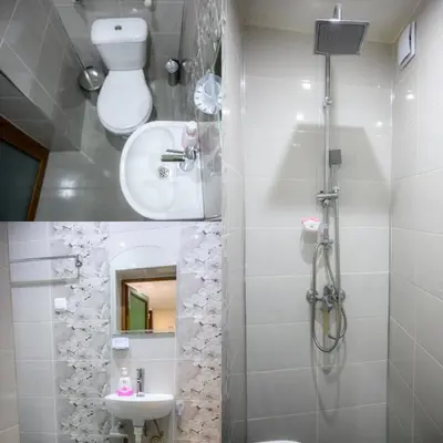 a bathroom with a shower and a sink and a toilet at Guest House Angelkovi in Sapareva Banya