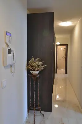 a hallway with a table with a plant on it at Apartments Sofia Yavorov in Sofia