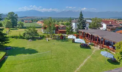 an aerial view of a park with a building at Pripetzite Hotel in Godlevo