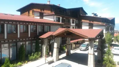an overhead view of a building with wooden roofs at Paradiso Verde (Green Life) in Bansko