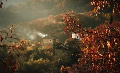 a house on the side of a hill with a mountain at Yancheva Guest House in Delchevo