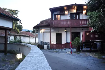 a house with a walkway in front of it at Medic Hotel in Sofia