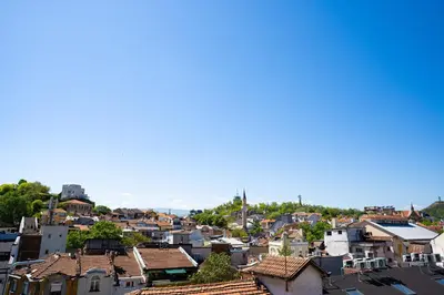 a view of a city with roofs at Hotel Dafi in Plovdiv