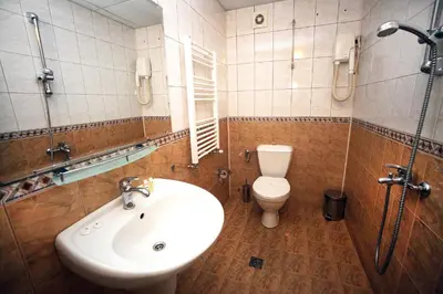 a bathroom with a sink and a toilet at Family Hotel Bansko Sofia in Sofia