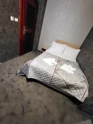 a bedroom with a bed with two pillows and an umbrella at Hotel Central Club Sofia in Sofia