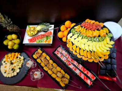 a table topped with lots of different types of fruit at Gardenia Park Hotel in Bansko