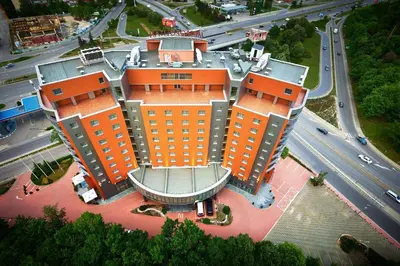 an overhead view of a building with orange roofs at Metropolitan Hotel Sofia, a member of Radisson Individuals in Sofia