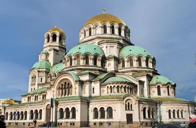 a large building with domes on top of it at Best Choice Apartment in Sofia