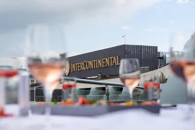 a view of an international airport with a building at InterContinental Sofia by IHG in Sofia