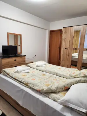 a bedroom with two beds and a television in it at Apartment Biliana in Pamporovo