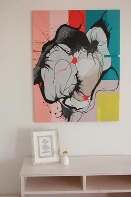 a painting of a woman on a wall at KATERINA guest house in Kocherinovo