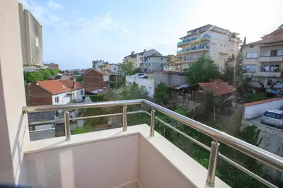 a balcony with a view of a city at Studio Ivana in Sandanski