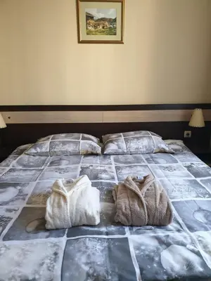 a bed with two towels sitting on top of it at Dream Apart Hotel 207 in Bansko