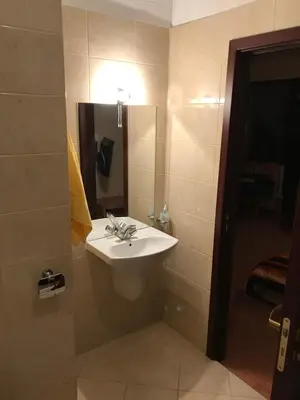 a bathroom with a white sink and a mirror at Flora Ski-slope Studio Apartment in Borovets