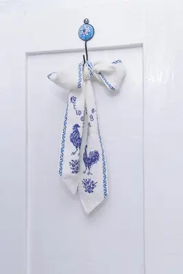 a white door with a blue and white towel on it at Shik & Chic One Bedroom Central Apartment Graf Ignatiev x Shishman Corner by Flat Mаnager in Sofia