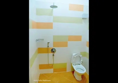 a bathroom with a toilet and a shower at Hello Sofia Guesthouse in Sofia