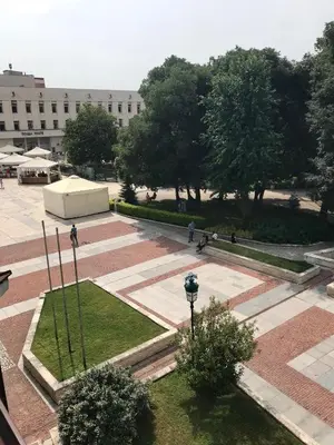 an overhead view of a courtyard in a building at Central Loft in Plovdiv