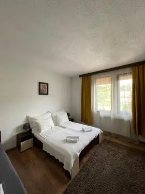 a bedroom with a bed and a window at Guest house Elit in Dobrinishte
