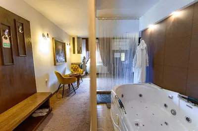a bathroom with a bath tub in a room at Boutique Hotel L do Rado in Sofia