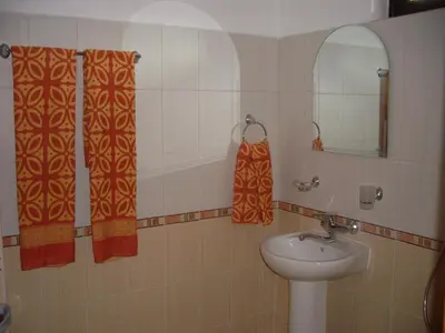 a bathroom with a sink and a mirror at Tsutsovi House in Kalofer