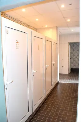 a row of lockers in a locker room at Bla Bla Hostel in Sofia