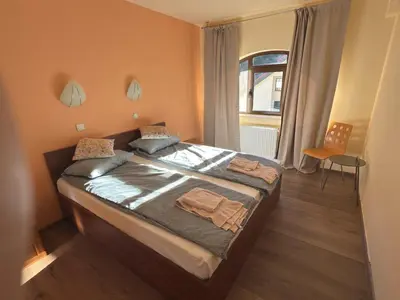 a bedroom with a large bed in a room at Apartment 24 in Pamporovo