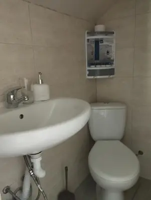 a bathroom with a white sink and a toilet at Tolem in Borino