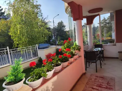 a balcony with a bunch of flowers in pots at Стаи за гости Ве-Бо-Ли** in Bankya