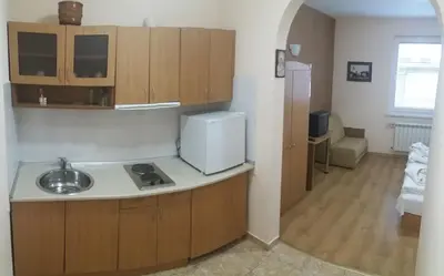 a kitchen with a sink and a counter top at Comfort Guest House in Samokov