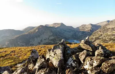 a pile of rocks on top of a mountain at Great location near lift in Bansko