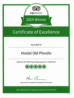 a certificate of excellence for a hospital old policy with a green logo at Guest House Old Plovdiv in Plovdiv