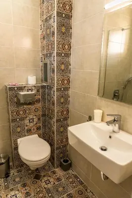a bathroom with a toilet and a sink at Antique Residence in Hisarya