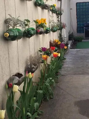 a bunch of flowers on the side of a wall at Pop Bogomil family hotel in Sofia