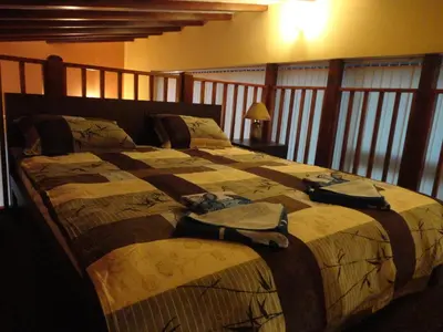 a bedroom with a large bed in a room at Mountain Dreams Apartment in Sapareva Banya