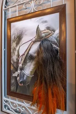 a painting of a horse in a frame at 2-Bedroom Elegant Apartment in Mediterranean Style in Sofia