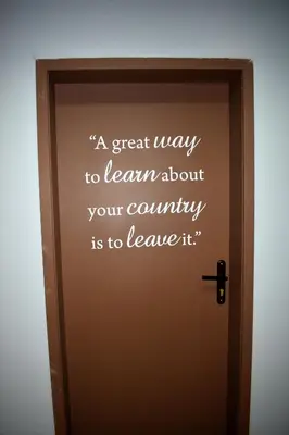 a door with a quote written on it at Panorama Rooms in Sofia