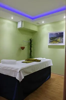 a bedroom with a bed with a white blanket on it at Hotel Arena in Samokov
