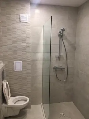 a bathroom with a shower and a toilet at ApartVel apartment 3 in Velingrad