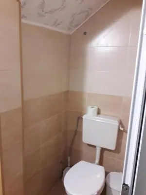 a bathroom with a toilet and a shower at Апартамент 