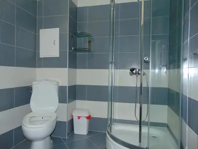 a bathroom with a toilet and a shower at IGLIKA 2 SNOWY NIGHT V18 in Borovets